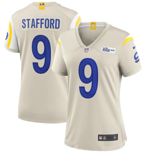 Women's Los Angeles Rams #9 Matthew Stafford Bone Vapor Untouchable Limited Stitched Jersey(Run Small Women's Los Angeles Rams #9 Matthew Stafford Bone Vapor Untouchable Limited Stitched Jersey(Run Small